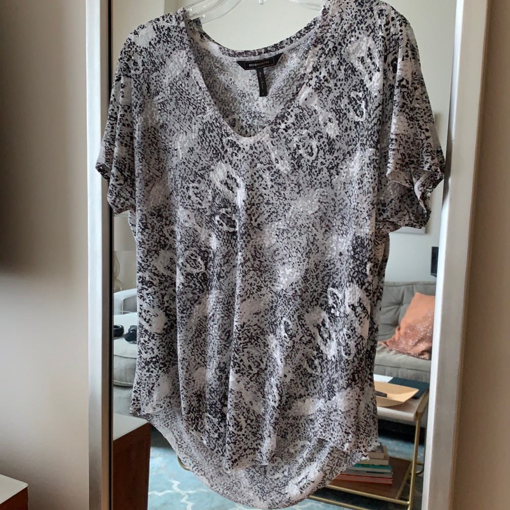 BCBGMaxAzria snake print sheer blouse